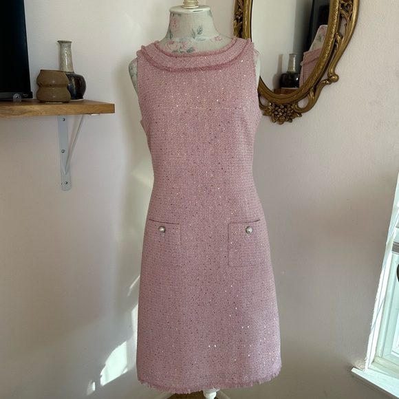 Karl Lagerfeld Pink Tweed Dress - Picture 3 of 6